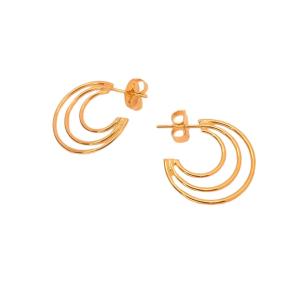 BRINCO TRIPLO LUA FOLHEADO A OURO 18K - 2,2CM