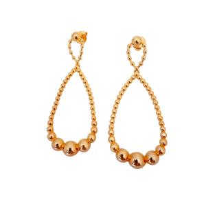 BRINCO LONGO BOLINHAS FOLHEADO A OURO 18K - 7,2CM