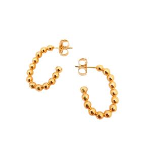 BRINCO BOLINHAS OVAL FOLHEADO A OURO 18K - 2,5CM