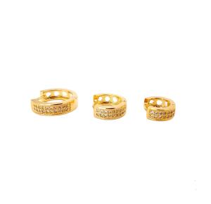 ARGOLA TRIO ZIRC FOLHEADA A OURO 18K 