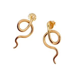 BRINCO SERPENTE FOLHEADA A OURO 18K - 3,6CM