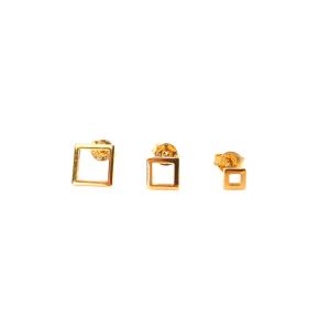 BRINCO TRIO QUADRADO FOLHEADO A OURO 18K