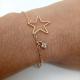 PULSEIRA OVAL PINGENTE ESTRELA FOLHEADO A OURO 18K - 20,2CM