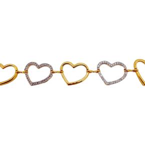 PULSEIRA CORAÇÔES FOLHEADO  A OURO 18K -22CM