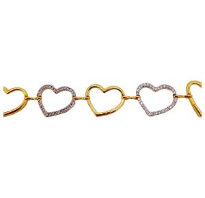 PULSEIRA CORAÇÔES FOLHEADO  A OURO 18K -22CM