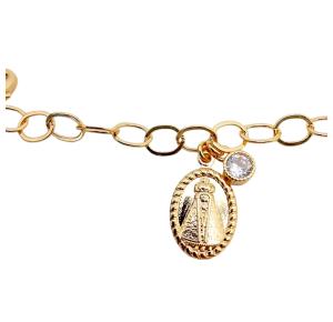 PULSEIRA OVAL SRA APARECIDA FOLHEADA A OURO 18K - 20CM