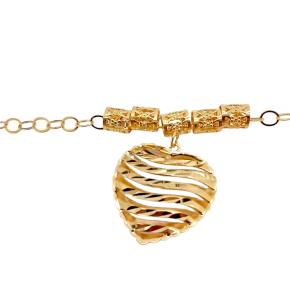 PULSEIRA CORAÇÂO MEDIO FOLHEADO A OURO 18K - 22,5CM