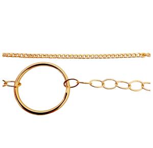 PULSEIRA DUPLA CIRCOULO FOLHEADA A OURO 18K - 18,4CM