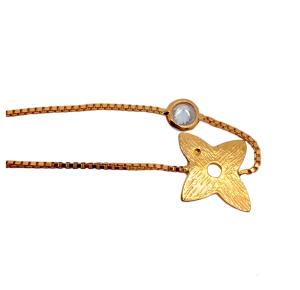 PULSEIRA FLOR FOLHEADA A OURO 18K- 10CM