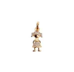 PINGENTE MENINA ZIRC FOLHEADO A OURO 18K - 2CM