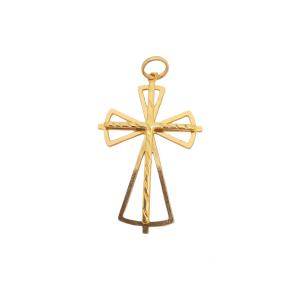 PINGENTE CRUZ ABERT FOLHEADO A OURO 18K - 4,2CM