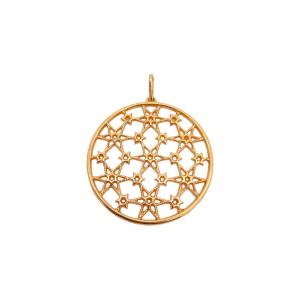 PINGENTE CIRCULO ESTRELAS FOLHEADO A OURO 18K - 4,8CM