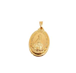 PINGENTE OVAL SRA APARECIDA FOLHEADO A OURO 18K - 3,4CM