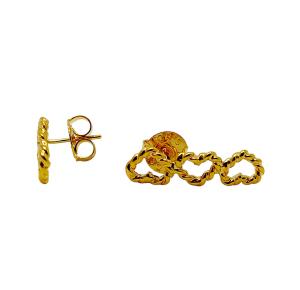 BRINCO TRIPLO CORA FOLHEADO A OURO 18K - 2,4CM