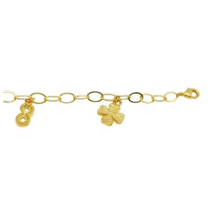 PULSEIRA TREVO FOLHEADA A OURO 18K- 19CM