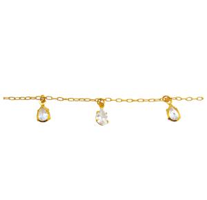 PULSEIRA PEDRAS ZIRCÔNIA FOLHEADA A OURO 18K- 22CM