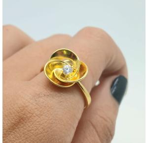 ANEL FLOR FOLHEADO A OURO 18K 