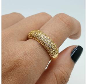 ANEL APARADOR ZIRC FOLHEADO A OURO 18K 