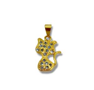 PINGENTE GATO FOLHEADO A OURO 18K - 2,2CM