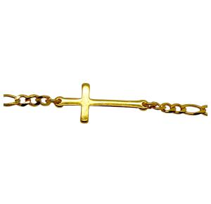 PULSEIRA CRUZ 3X1 FOLHEADO A OURO 18K - 19,8CM