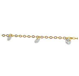 PULSEIRA ZIRC CIRCULO FOLHEADA A OURO 18K - 22CM