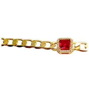 PULSEIRA QUARD RED FOLHEADA A OURO 18K- 19CM