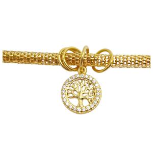 PULSEIRA ARVORE DA VIDA FOLHEADA A OURO 18K - 19CM