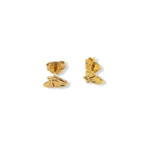 BRINCO BUTTERFLY FOLHEADA A OURO 18K - 4MM