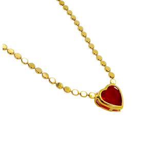 GARGANTILHA CORA RED FOLHEADA A OURO 18K- 57CM