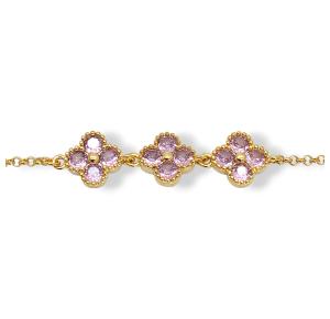 PULSEIRA TREVO PINK FOLHEADO A OURO 18K - 21CM