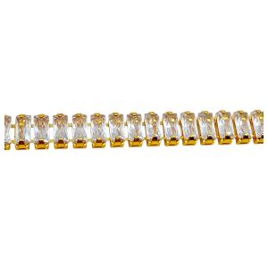 PULSEIRA PEDRAS ZIRC FOLHEADA A OURO 18K - 18,5CM