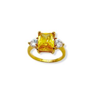 ANEL QUAD YELLOW FOLHEADO A OURO 18K