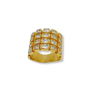 ANEL QUADRADO  FOLHEADO A OURO 18K 