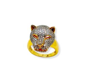 ANEL  LEOPARDO FOLHEADO A OURO 18K