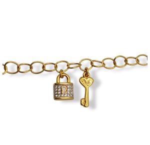 PULSEIRA CADEADO FOLHEADA A OURO 18K - 20,2CM