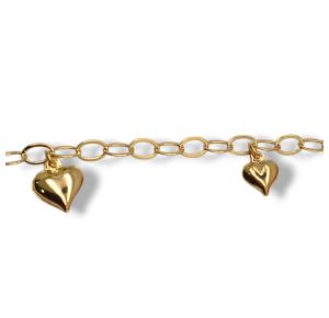 PULSEIRA  PING CORA FOLHEADA A OURO 18K - 20CM