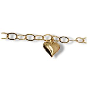 PULSEIRA CORAÇÃO GRANDE FOLHEADA A OURO 18K - 21CM